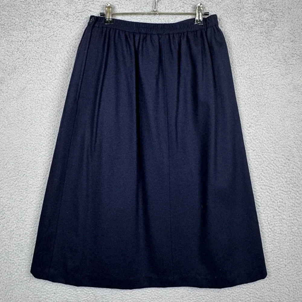 VTG Personal Skirt Womens 12 Blue Wool USA Made Minimalist Basic Capsule Classic - Picture 2 of 12
